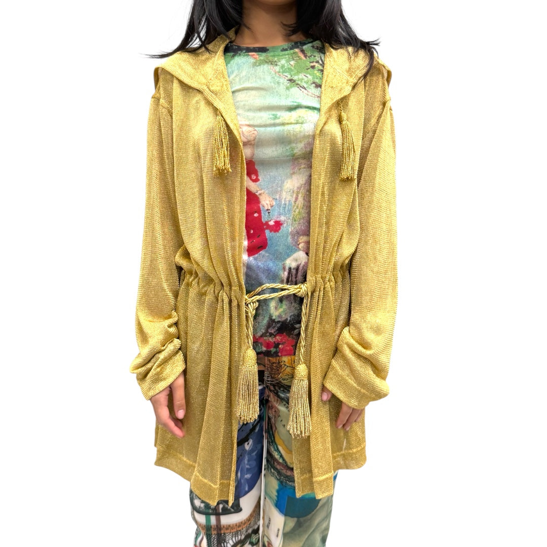 MOSCHINO GOLD KNITTED HOODED CARDIGAN