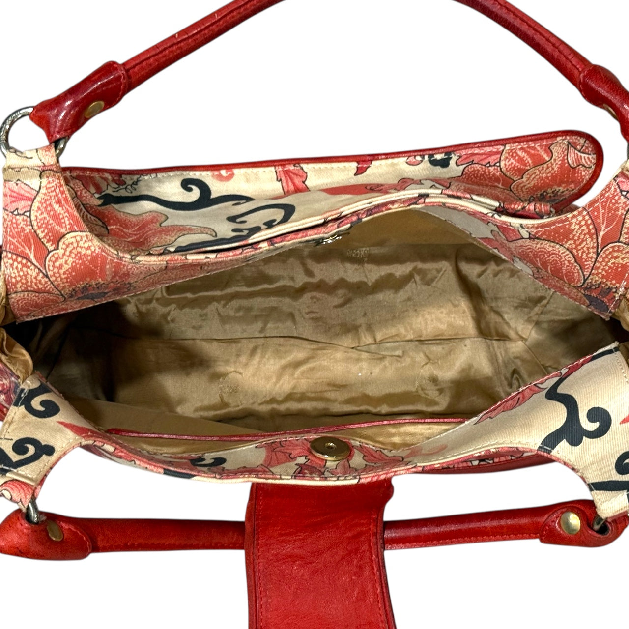 JUST CAVALLI RED FLORAL SHOULDER BAG