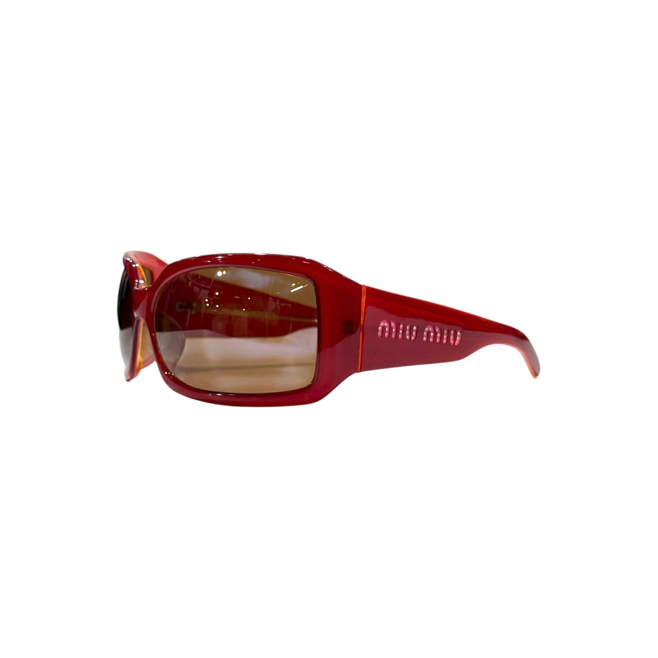 MIUMIU RED WRAP AROUND SUNGLASSES