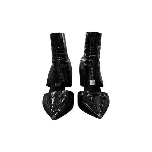 JIMMY CHOO BLACK CUT OUT PATENT LEATHER BOOTS