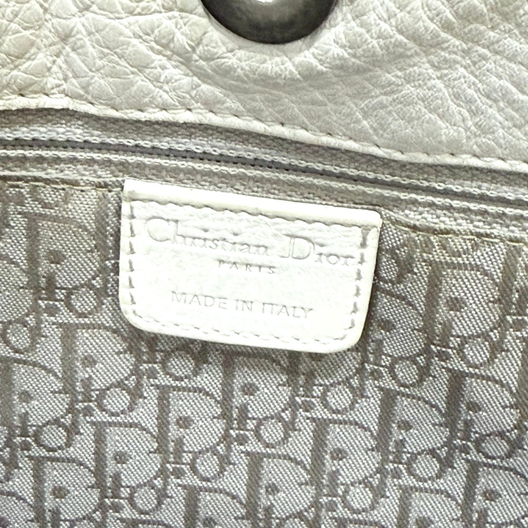 CHRISTIAN DIOR WHITE GAUCHO DOUBLE SADDLE BAG