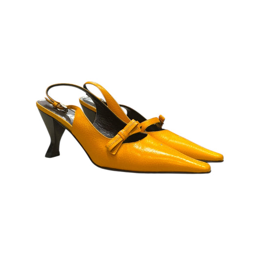 PRADA MUSTARD SLINGBACK PUMPS POINTED TOE HEELS
