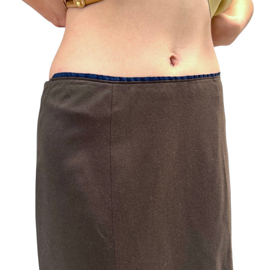 MIU MIU BROWN SILK PLEATED SKIRT