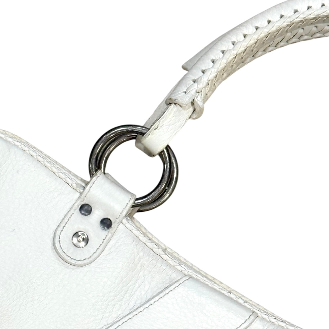 CHRISTIAN DIOR WHITE GAUCHO DOUBLE SADDLE BAG
