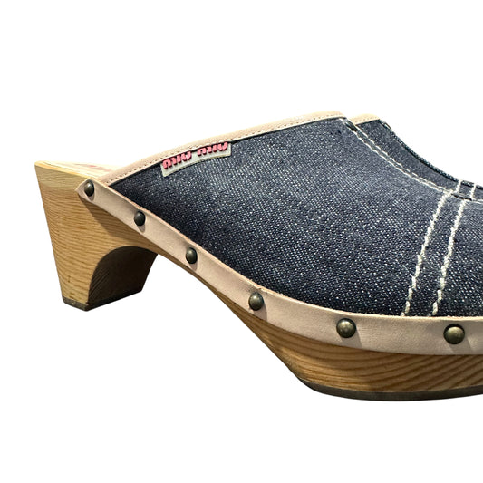 MIU MIU WOODEN DENIM CLOG