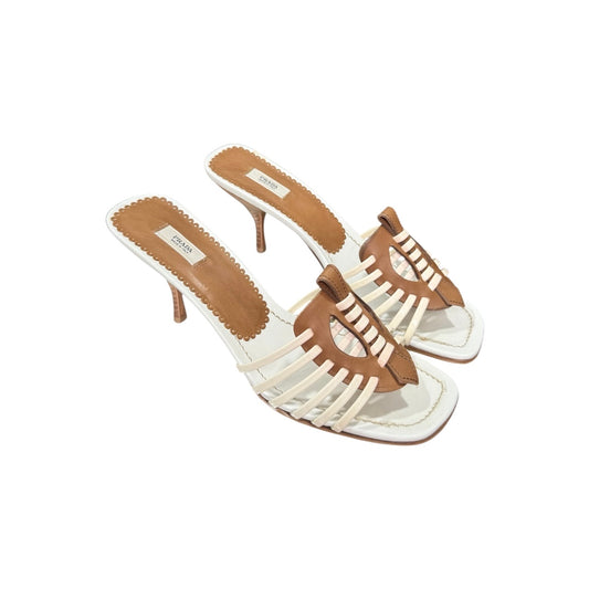 PRADA CUT OUT DESIGN WHITE LEATHER MULES