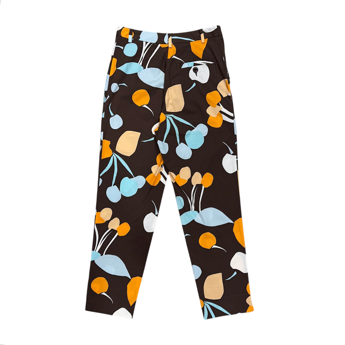 MIU MIU 2000S BROWN CHERRY PRINT PANTS