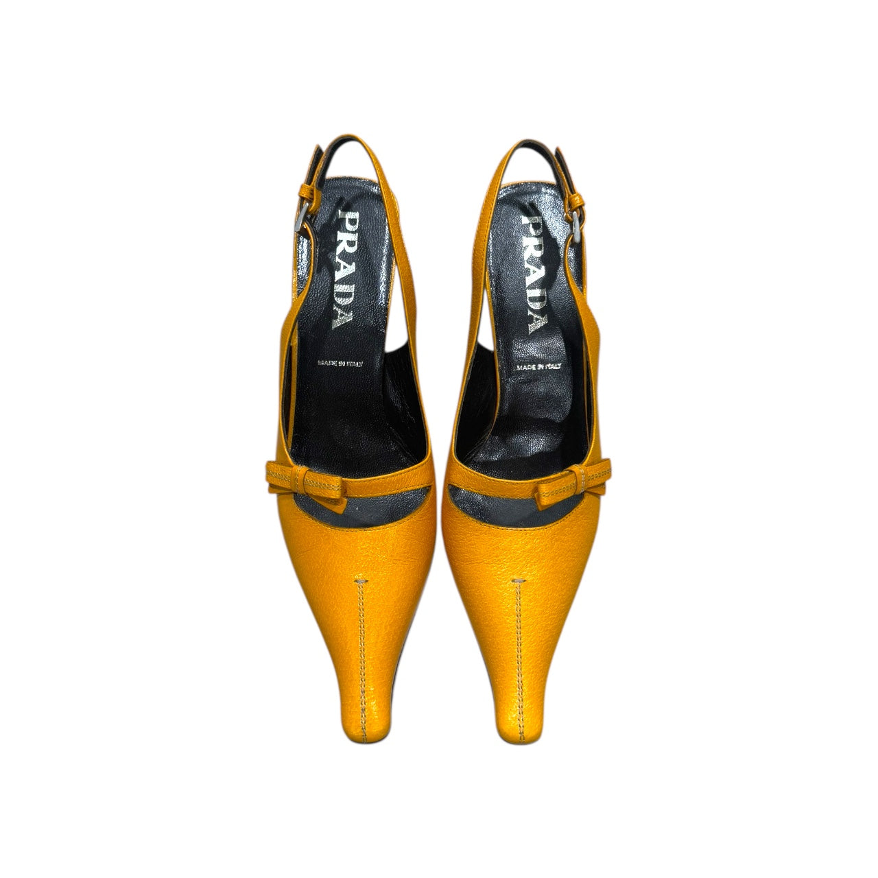 PRADA MUSTARD SLINGBACK PUMPS POINTED TOE HEELS