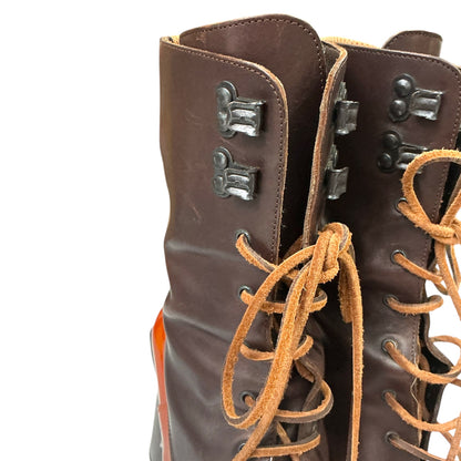 MIU MIU FW1999 LACE UP BROWN ORANGE BUBBLE SOLE BOOTS