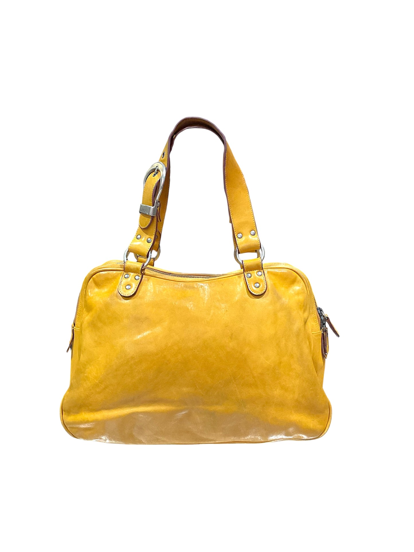 CHRISTAIN DIOR YELLOW GAUCHO DOUBLE SADDLE BAG