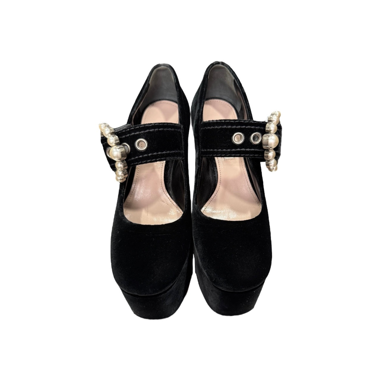 MIUMIU BLACK MARYJANE PLATFORM HEELS