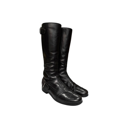 MIUMIU 00S BLACK BUCKLE BIKER BOOTS