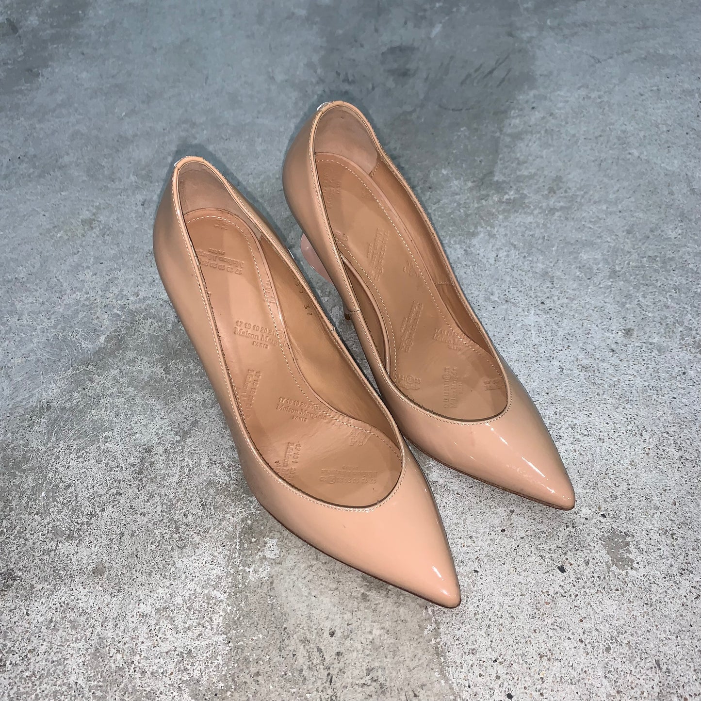 Maison Margiela nude cut out heel pumps