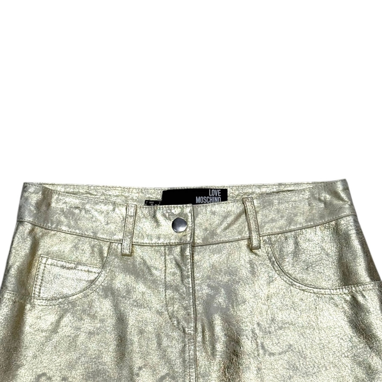 MOSCHINO GOLD METALLIC LEATHER SKIRT