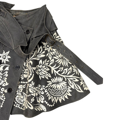 JOHN GALLIANO EMBROIDERED WRAPPED LEATHER SKIRT