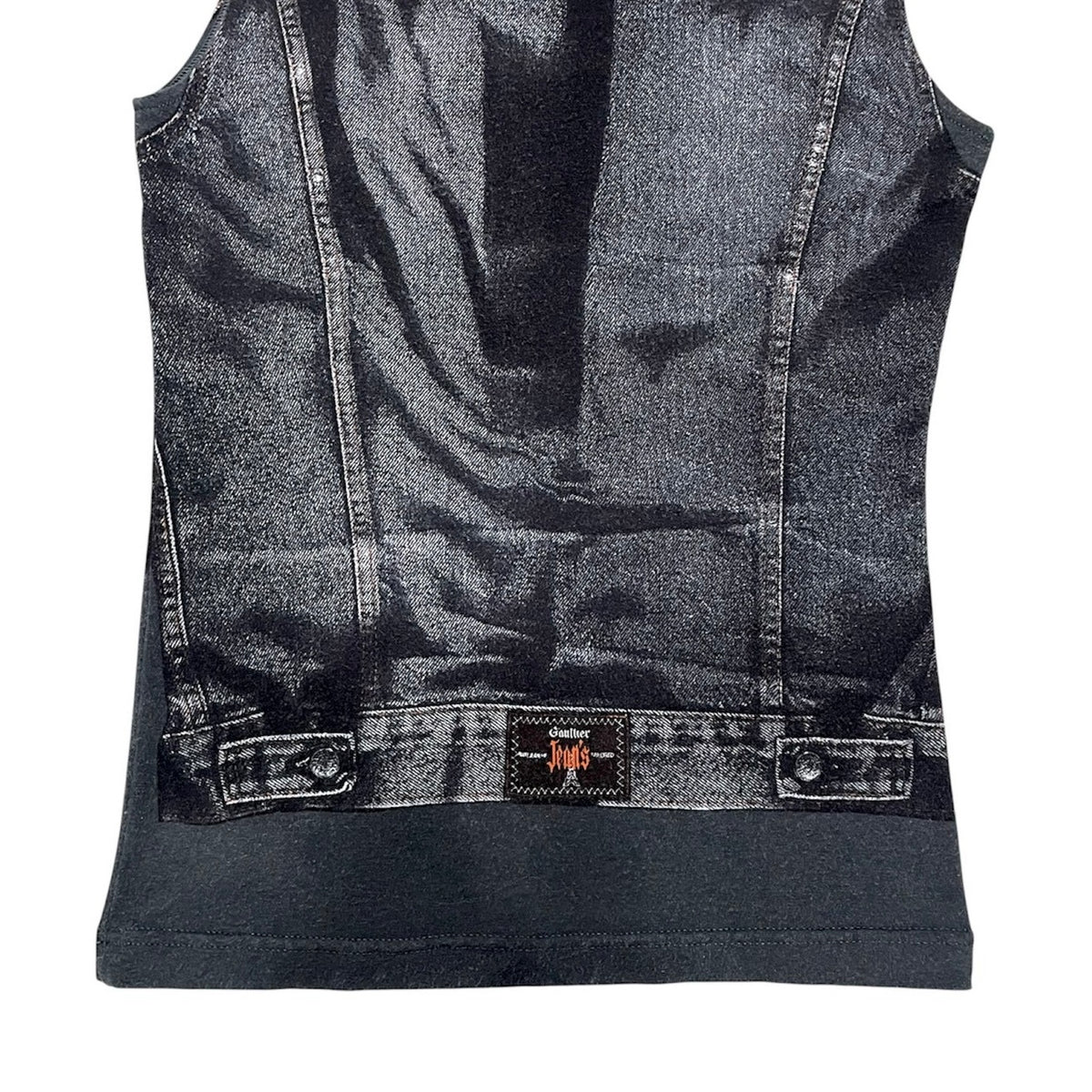 JEAN PAUL GAULTIER 1990S GREY TROMPE L’OEIL DENIM ILLUSION TOP