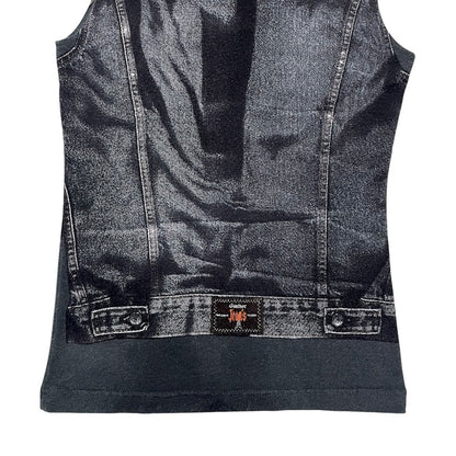 JEAN PAUL GAULTIER 1990S GREY TROMPE L’OEIL DENIM ILLUSION TOP