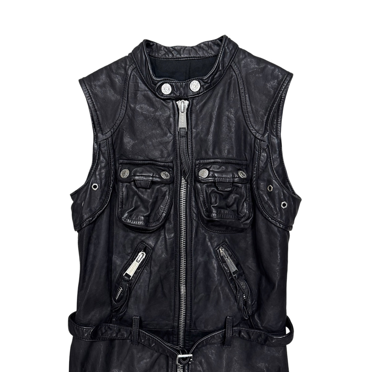 DSQUARED2 BLACK UTILITY LEATHER DRESS