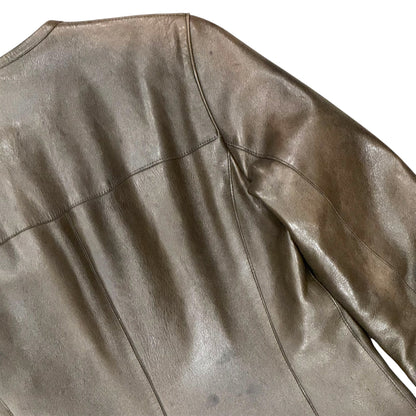 PRADA 1999 OLIVE BIKER LEATHER COAT