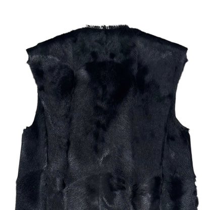 PRADA SPORT 2009 BLACK GOAT FUR LONG  GILET COAT