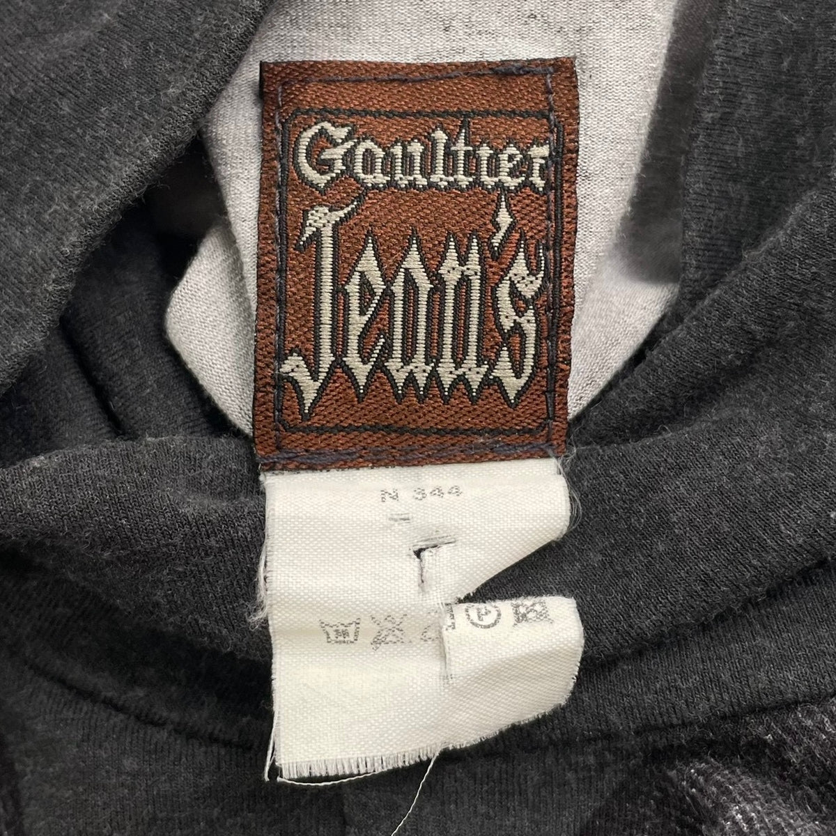 JEAN PAUL GAULTIER 1990S GREY TROMPE L’OEIL DENIM ILLUSION TOP
