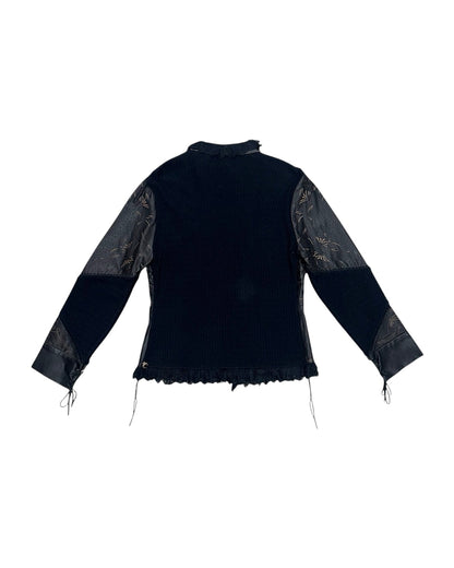 ROBERTO CAVALLI LEATHER & KNIT JACKET