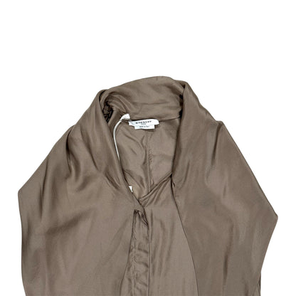 GIVENCHY TAUPE DRAPE SILK SCARF TOP