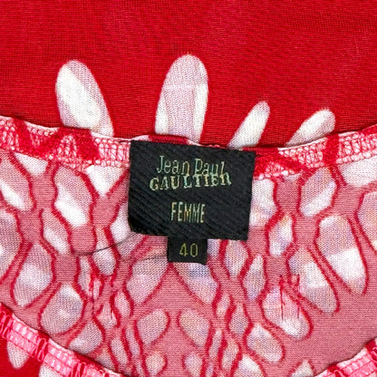 JEAN PAUL GAULTIER RED CUTOUT MESH TOP
