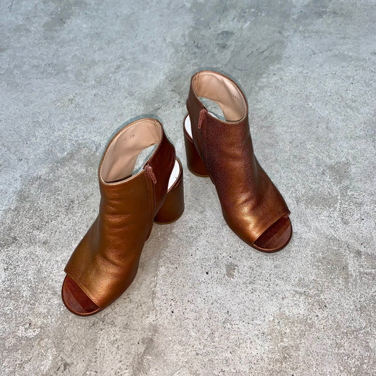 Maison Margiela brown metallic heels and toe cutout boots