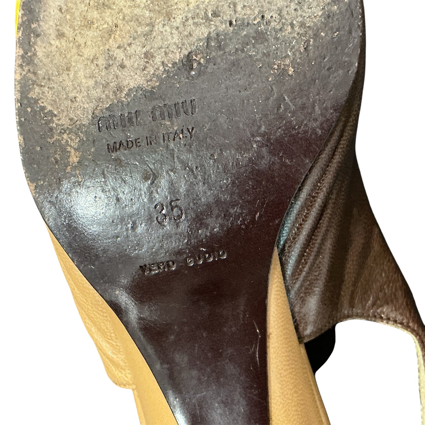 MIU MIU YELLOW ROSE KITTEN HEELS