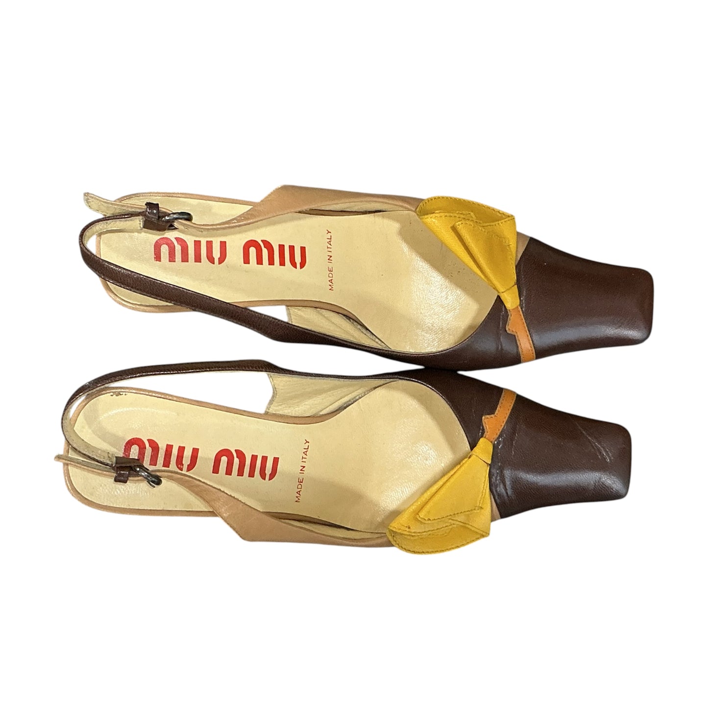 MIU MIU YELLOW ROSE KITTEN HEELS
