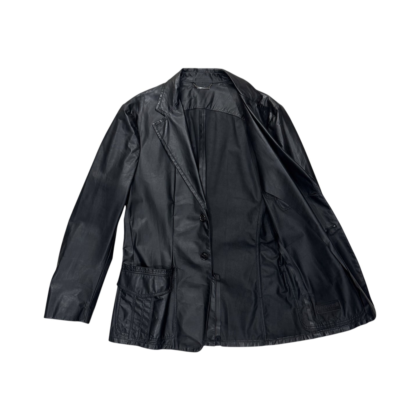 ROBERTO CAVALLI BLACK LEATHER BLAZER