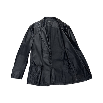 ROBERTO CAVALLI BLACK LEATHER BLAZER