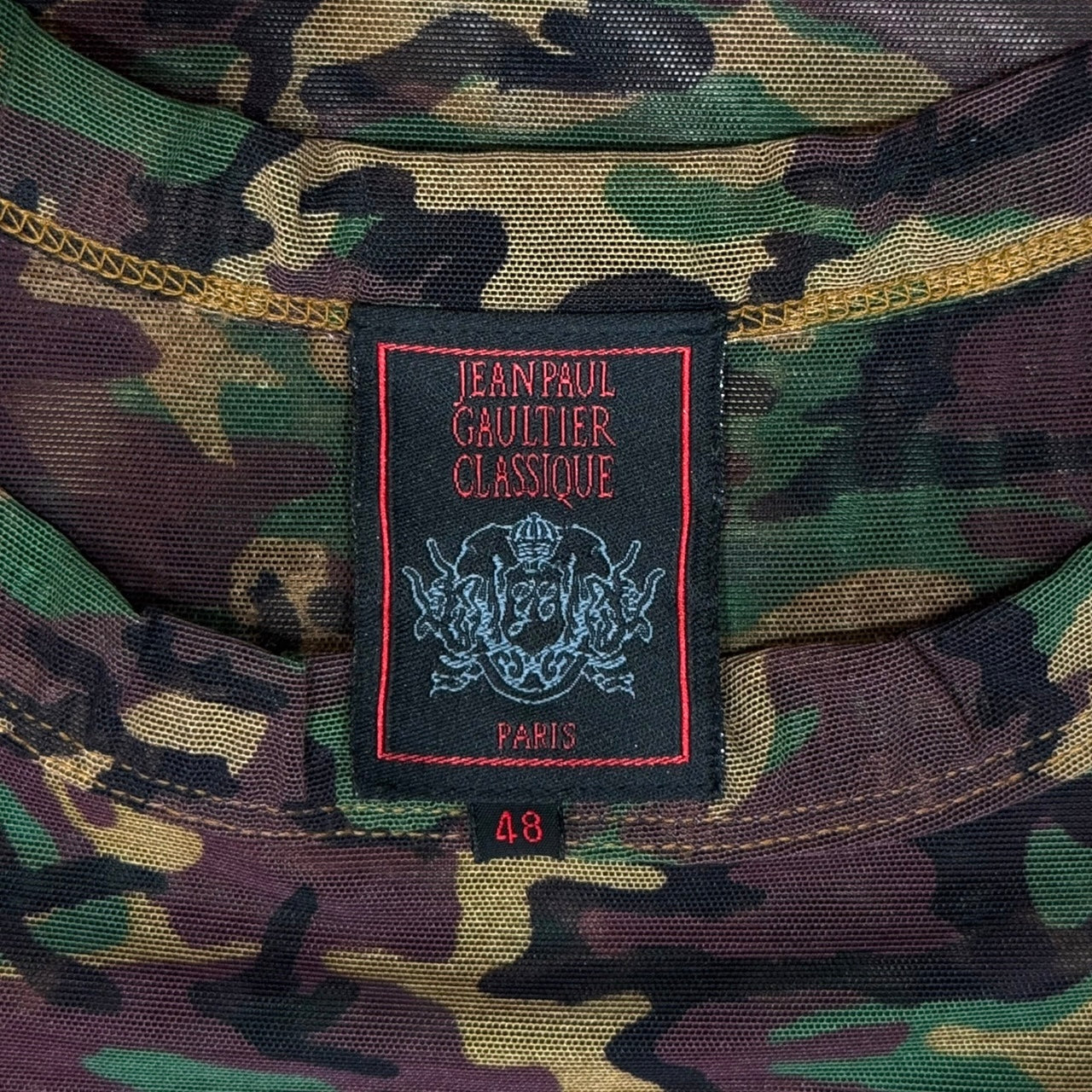 JEAN PAUL GAULTIER CAMO MESH TAKE TOP