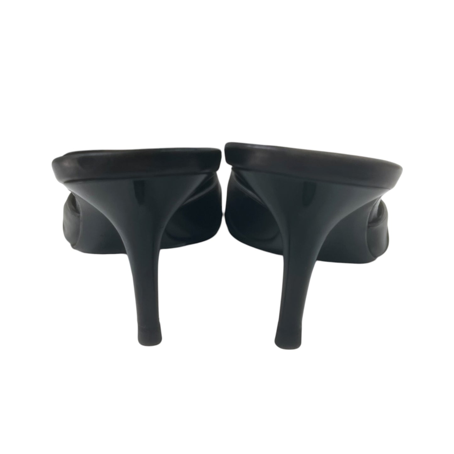CHRISTIAN DIOR SLIVER LOGO BLACK MULES