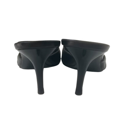 CHRISTIAN DIOR SLIVER LOGO BLACK MULES
