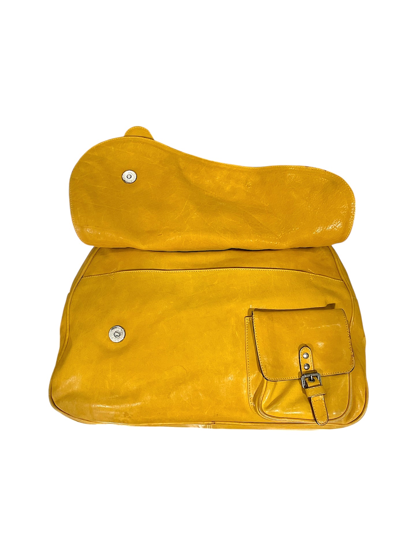 CHRISTAIN DIOR YELLOW GAUCHO DOUBLE SADDLE BAG