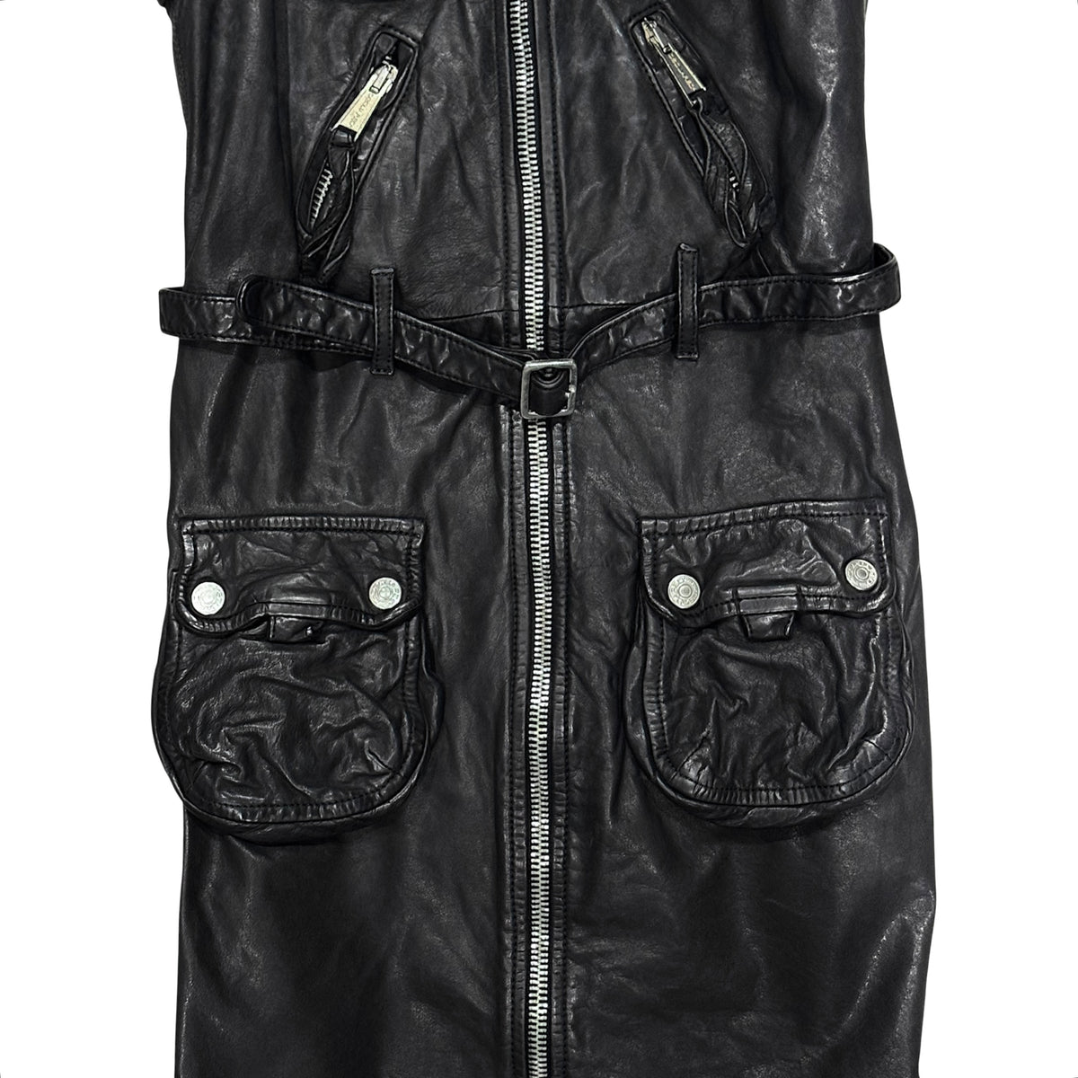DSQUARED2 BLACK UTILITY LEATHER DRESS