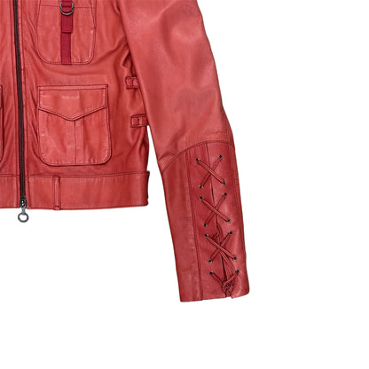 DIESEL PINK UTILITY LEATHER JACKET