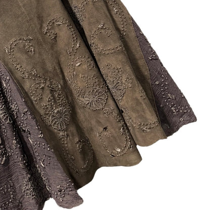 CLASS ROBERTO CAVALLI BROWN SUEDE LEATHER SKIRT