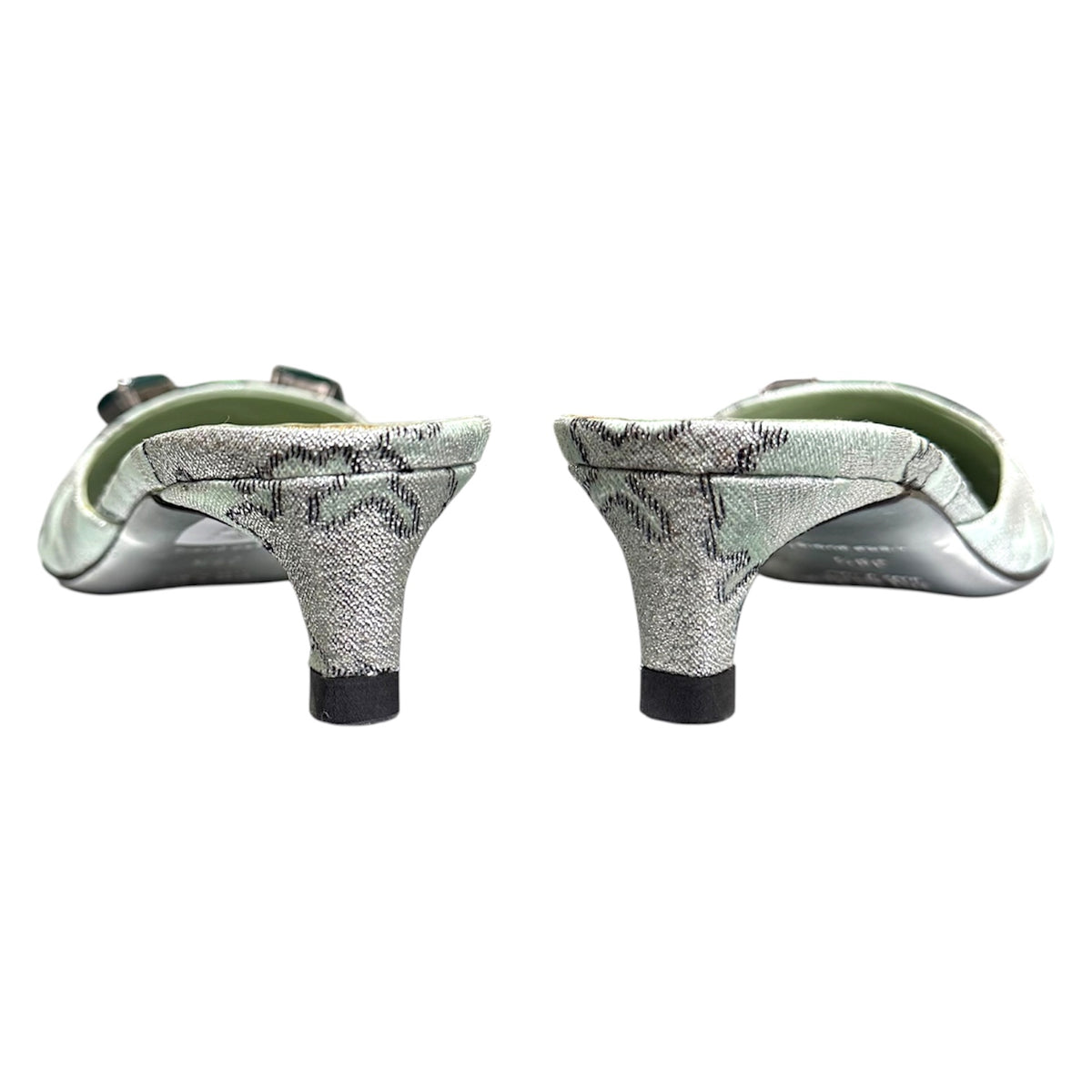 PRADA SS2003 BROCADE EMBELLISHMENT SILK KITTEN HEELS