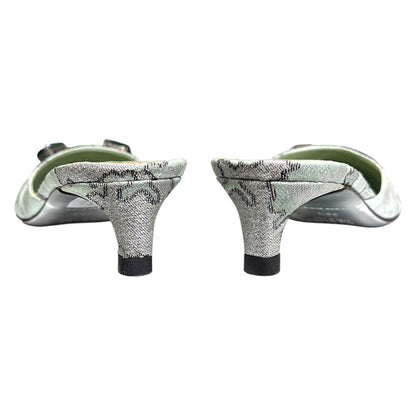 PRADA SS2003 BROCADE EMBELLISHMENT SILK KITTEN HEELS
