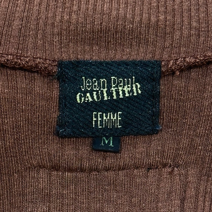 JEAN PAUL GAULTIER BROWN RIBBED KNIT BODYSUIT
