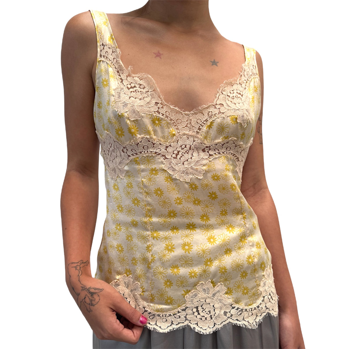 DOLCE & GABBANA YELLOW LACE TOP