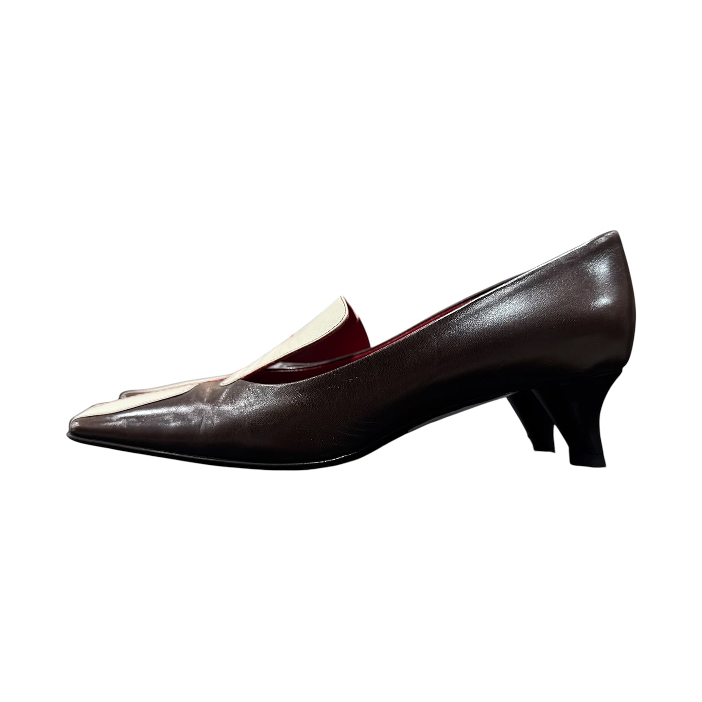 PRADA TWO TONE SQUARE TOE HEELS