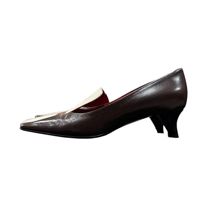 PRADA TWO TONE SQUARE TOE HEELS