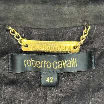 ROBERTO CAVALLI BROWN SUEDE RUFFLED JACKET