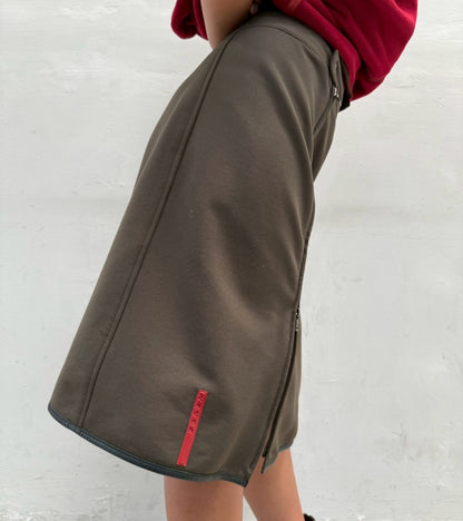 PRADA SPORT KHAKI ZIPPER SKIRT