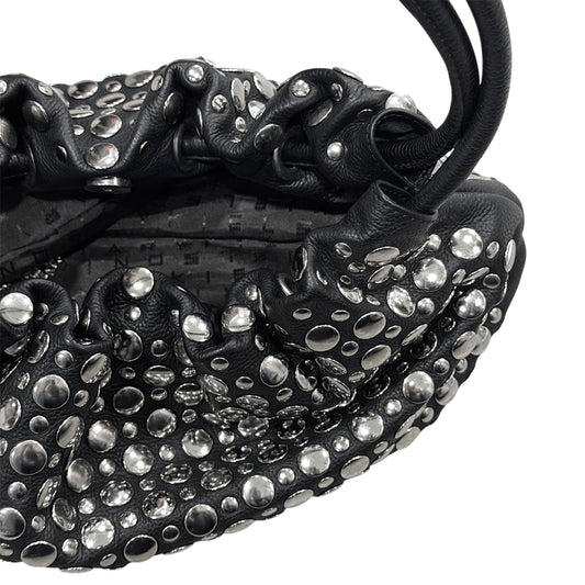 SONIA RYKIEL BLACK LEATHER DOMINO STUDDED BAG