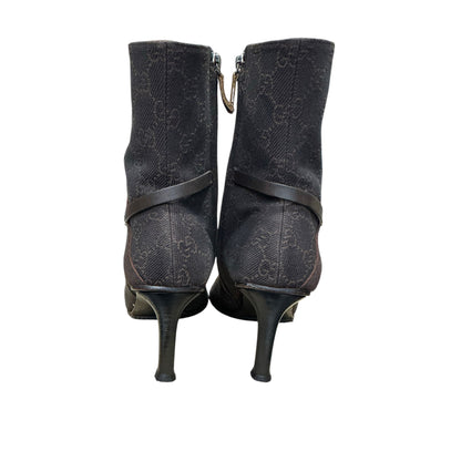 GUCCI DARK BROWN MONOGRAM BOOTS